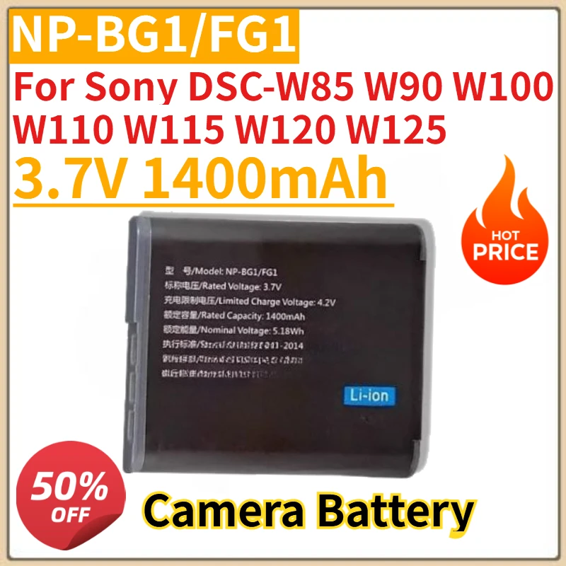 High Quality New 3.7V 1400mAh NP-BG1 NP-FG1 Replacement Camera Battery For Sony DSC-W85 W90 W100 W110 W115 W120 W125
High Quality New 3.7V 1400mAh NP-BG1 NP-FG1 Replacement Camera Battery For Sony DSC-W85 W90 W100 W110 W115 W120 W125
