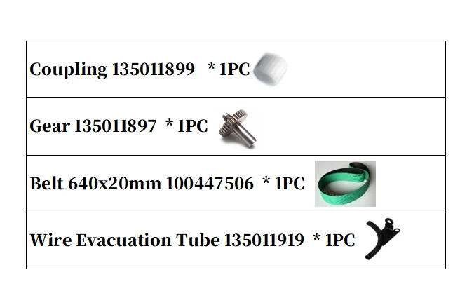 1 лот = муфта edm 135011899 x 1 шт., шестерня 135011897 x 1 шт., ремень 640x20 мм 100447506 x 1 шт., проволочная эвакуационная трубка 1350119 x 1 шт.
1 лот = муфта edm 135011899 x 1 шт., шестерня 135011897 x 1 шт., ремень 640x20 мм 100447506 x 1 шт., проволочная эвакуационная трубка 1350119 x 1 шт.