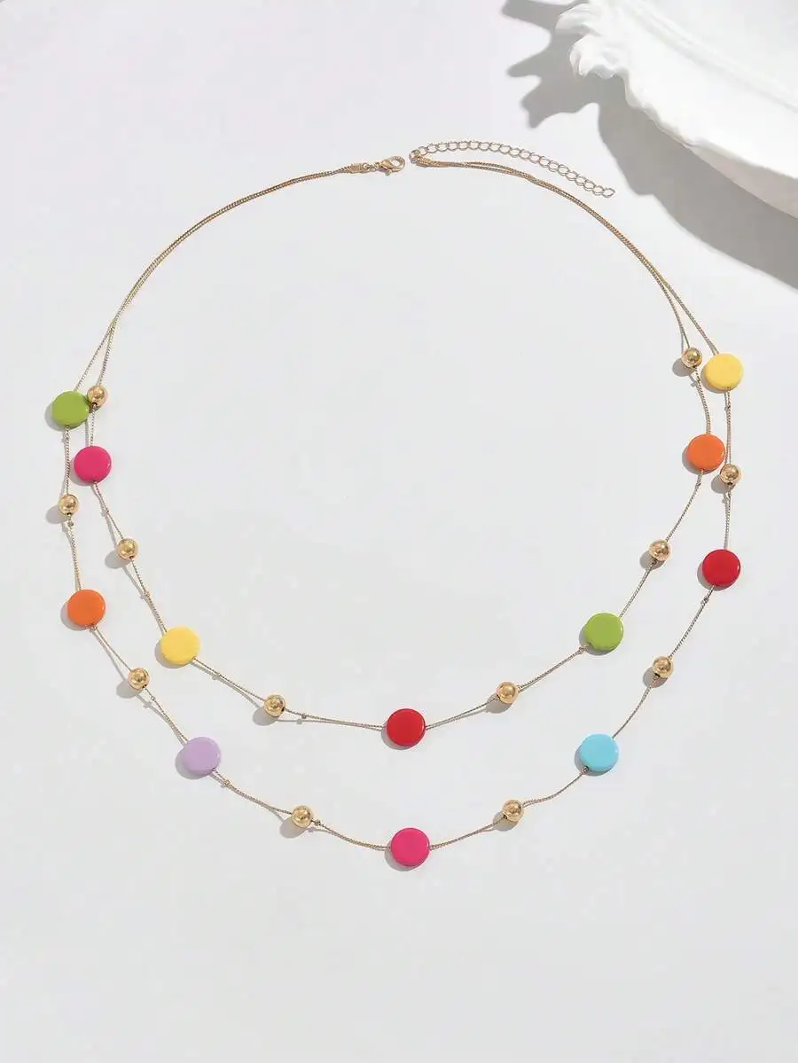 Double Layer Rainbow Resin Bead Necklace For Women Bohemian Style Casual Wear
Double Layer Rainbow Resin Bead Necklace For Women Bohemian Style Casual Wear