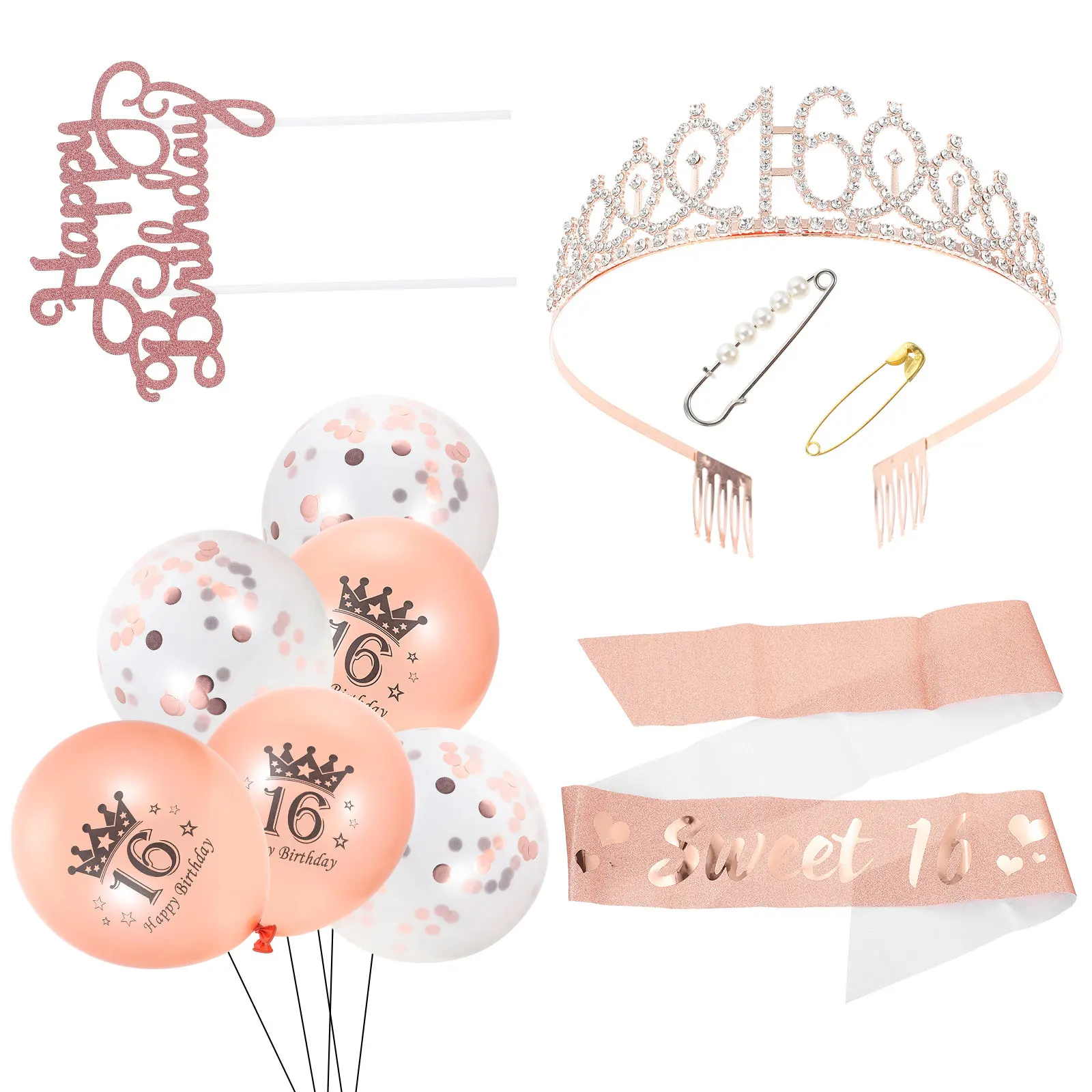 1Set Birthday Crown Set for with Glitter Encrusted Tiara Shiny Sash Photo Prop Birthday Party Decoration Balloon Adorn
1Set Birthday Crown Set for with Glitter Encrusted Tiara Shiny Sash Photo Prop Birthday Party Decoration Balloon Adorn