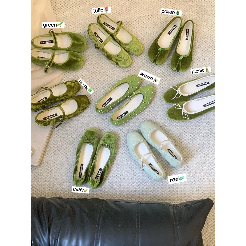 2026 Early Spring Velvet Mary Jane Shoes Green Elegant Fairy Shoes Invisible Height Increasing Ballet Flats for Dresses
2026 Early Spring Velvet Mary Jane Shoes Green Elegant Fairy Shoes Invisible Height Increasing Ballet Flats for Dresses