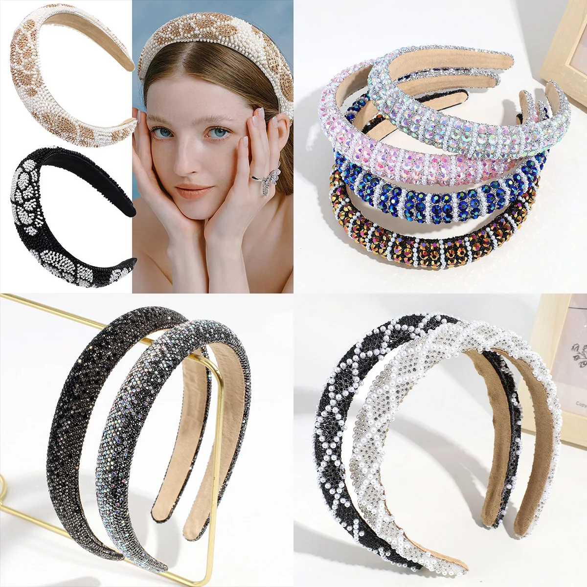 European and American new rhinestone pearl sponge headband baroque full diamond fashionable versatile headband going out pressure hair accessories
European and American new rhinestone pearl sponge headband baroque full diamond fashionable versatile headband going out pressure hair accessories