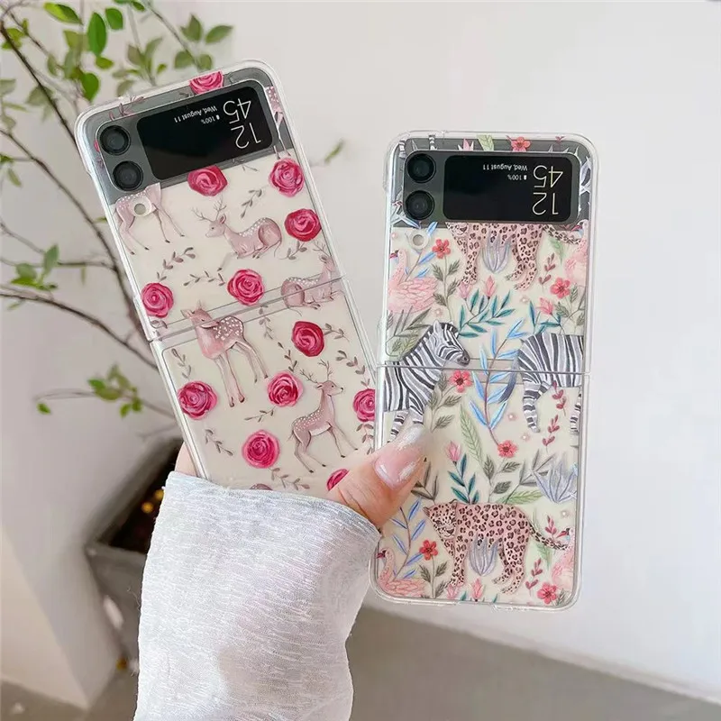 Case For Samsung Z Flip 3 Z Flip 4 5G Deer and Flower Hard PC Transparent Shockproof For Z Flip 4 Z Flip 3 Funda Coque
Case For Samsung Z Flip 3 Z Flip 4 5G Deer and Flower Hard PC Transparent Shockproof For Z Flip 4 Z Flip 3 Funda Coque