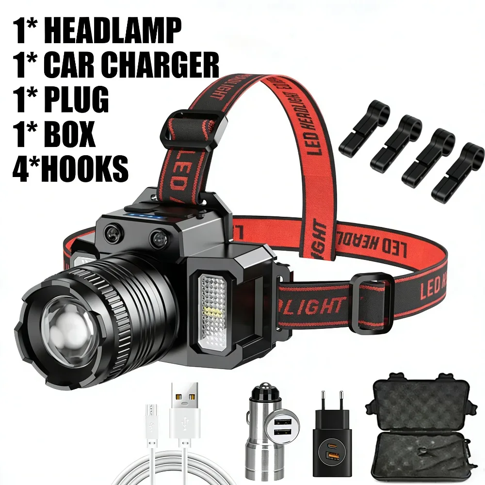 Powerful LED Sensor Headlamp COB USB Rechargeable Rotate Zoom Headlight 5 Modes Outdoor Camping Fishing Waterproof Head Light
Powerful LED Sensor Headlamp COB USB Rechargeable Rotate Zoom Headlight 5 Modes Outdoor Camping Fishing Waterproof Head Light