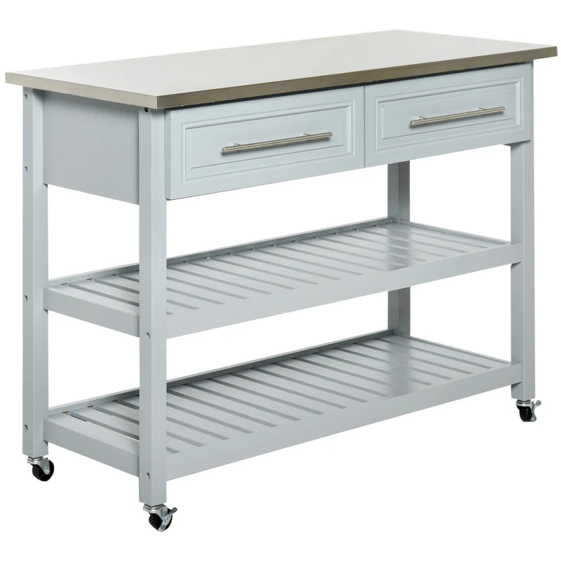 HOMCOM Kitchen Island with Stainless Steel Top, Traditional Kitchen Island with Storage, 2-Tier Open Shelves, Drawers, Light
HOMCOM Kitchen Island with Stainless Steel Top, Traditional Kitchen Island with Storage, 2-Tier Open Shelves, Drawers, Light