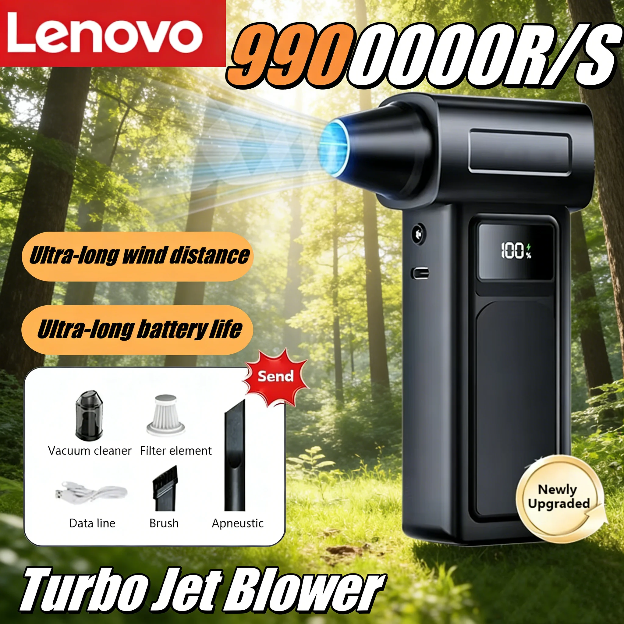 Lenovo 990000RPM Turbo Jet Electric Air Duster Brushless 10000mAh Rechargeable Portable Cordless Dust Blower Powerful Cleaning T
Lenovo 990000RPM Turbo Jet Electric Air Duster Brushless 10000mAh Rechargeable Portable Cordless Dust Blower Powerful Cleaning T
