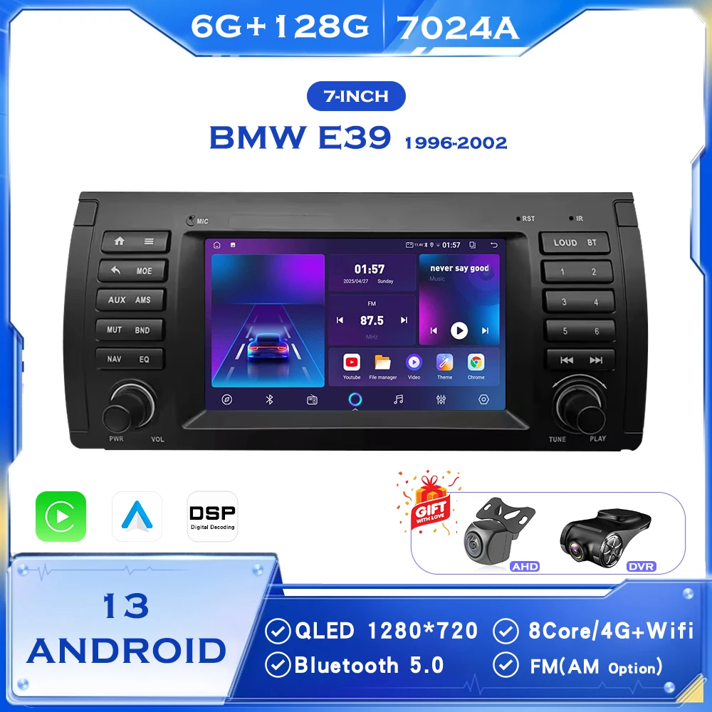 BINGFAN 7 Inch Car Radio 2 Din Carplay Android Auto for BMW 5 Series E39 X5 2004-2006 Wireless Multimedia GPS Player
BINGFAN 7 Inch Car Radio 2 Din Carplay Android Auto for BMW 5 Series E39 X5 2004-2006 Wireless Multimedia GPS Player