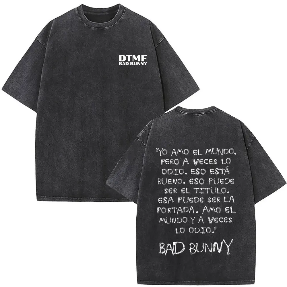 Washed Vintage Rapper Bad Bunny T-shirt Debi Tirar Mas Fotos DTMF T-shirts Men Women Clothing Fashion Hip Hop Oversized T Shirts
Washed Vintage Rapper Bad Bunny T-shirt Debi Tirar Mas Fotos DTMF T-shirts Men Women Clothing Fashion Hip Hop Oversized T Shirts