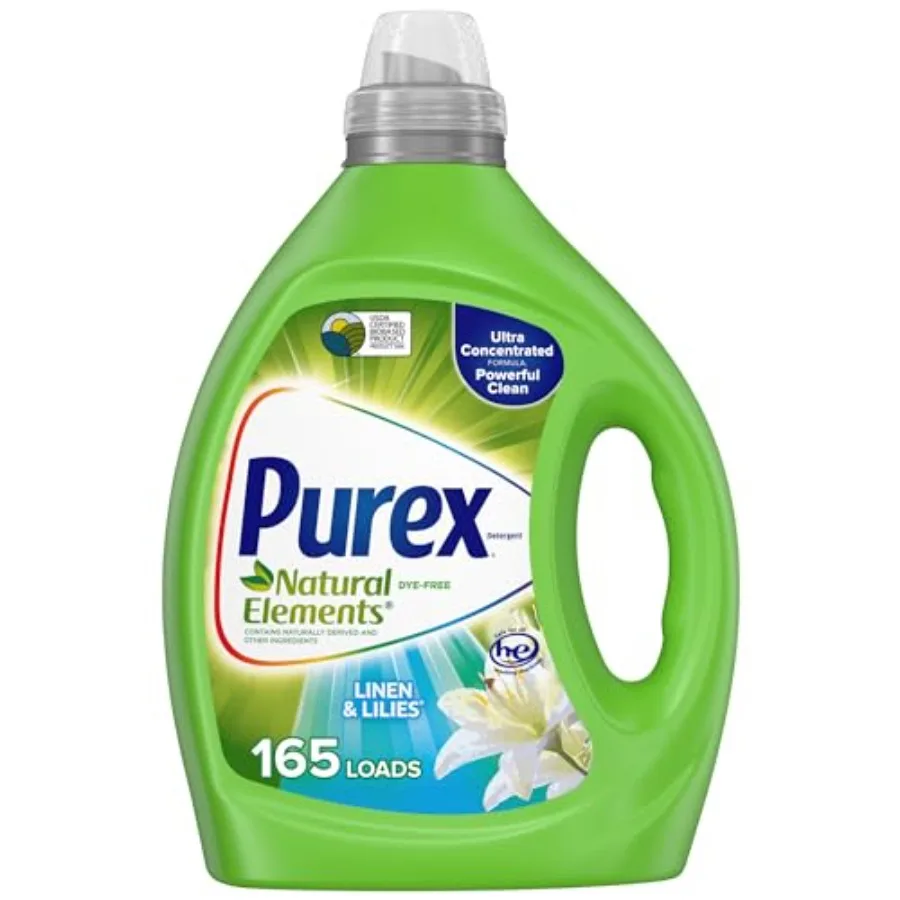 Purex Natural Elements Fresh Lilies Linen Liquid Detergent, 82.5 oz, 165 Loads, Ultra-Concentrated, Dye-Free, USDA Certified Bi
Purex Natural Elements Fresh Lilies Linen Liquid Detergent, 82.5 oz, 165 Loads, Ultra-Concentrated, Dye-Free, USDA Certified Bi