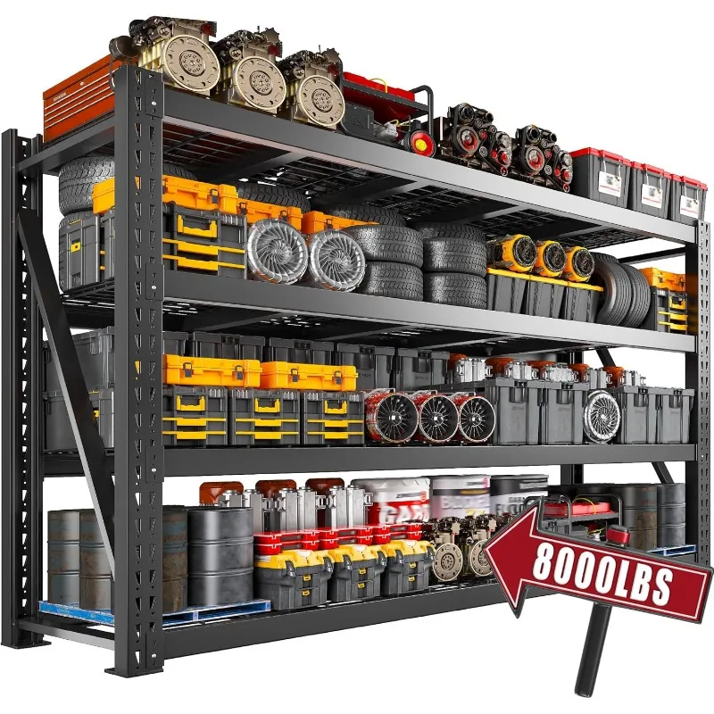 Bepatio Heavy Duty Garage Shelving,8000LBS Industrial Garage Storage Shelves,3/4 Tier Adjustable Metal Shelving Unit
Bepatio Heavy Duty Garage Shelving,8000LBS Industrial Garage Storage Shelves,3/4 Tier Adjustable Metal Shelving Unit