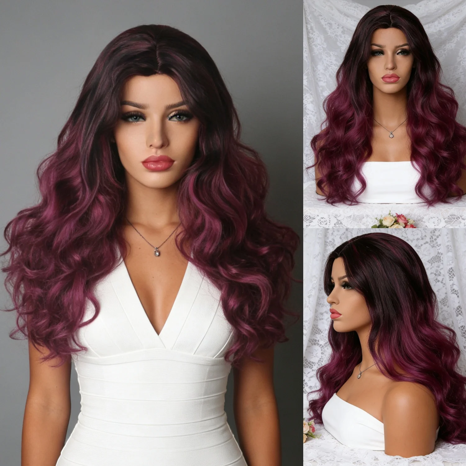 Gradient Long Loose Wave Wigs For Woman Ombre Dark Root to Purple Wig Long Wavy Synthetic Wig Hairpiece for Daily & Party Wear
Gradient Long Loose Wave Wigs For Woman Ombre Dark Root to Purple Wig Long Wavy Synthetic Wig Hairpiece for Daily & Party Wear