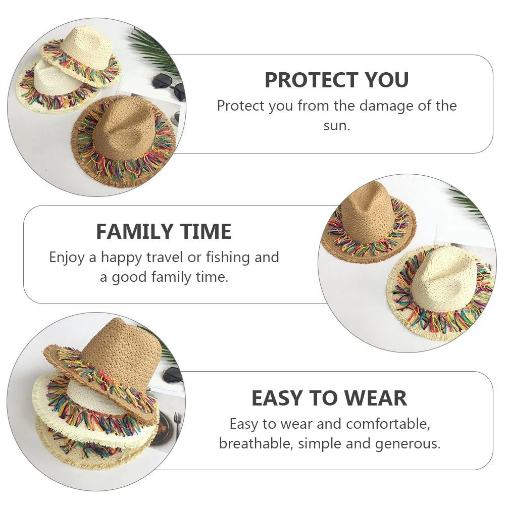 Straw Hat Sun Protection Lightweight Portable Beach Casual Summer Colorful Tassel Outdoor Activities Visor Hat
Straw Hat Sun Protection Lightweight Portable Beach Casual Summer Colorful Tassel Outdoor Activities Visor Hat