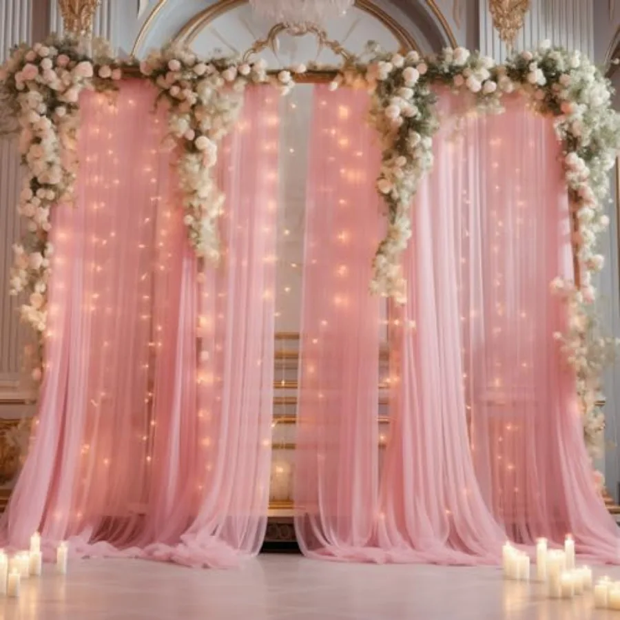 20ft x 10ft Dusty Rose Sheer Tulle Backdrop Curtain with Lights String for Parties, Wedding, Baby Shower, Birthday Party Decora
20ft x 10ft Dusty Rose Sheer Tulle Backdrop Curtain with Lights String for Parties, Wedding, Baby Shower, Birthday Party Decora