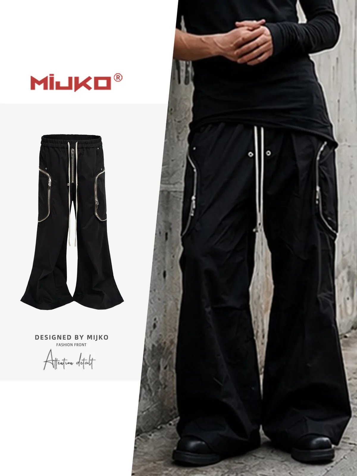 MIJKO Pocket Multi Zip Wide Leg Pants 8539
MIJKO Pocket Multi Zip Wide Leg Pants 8539