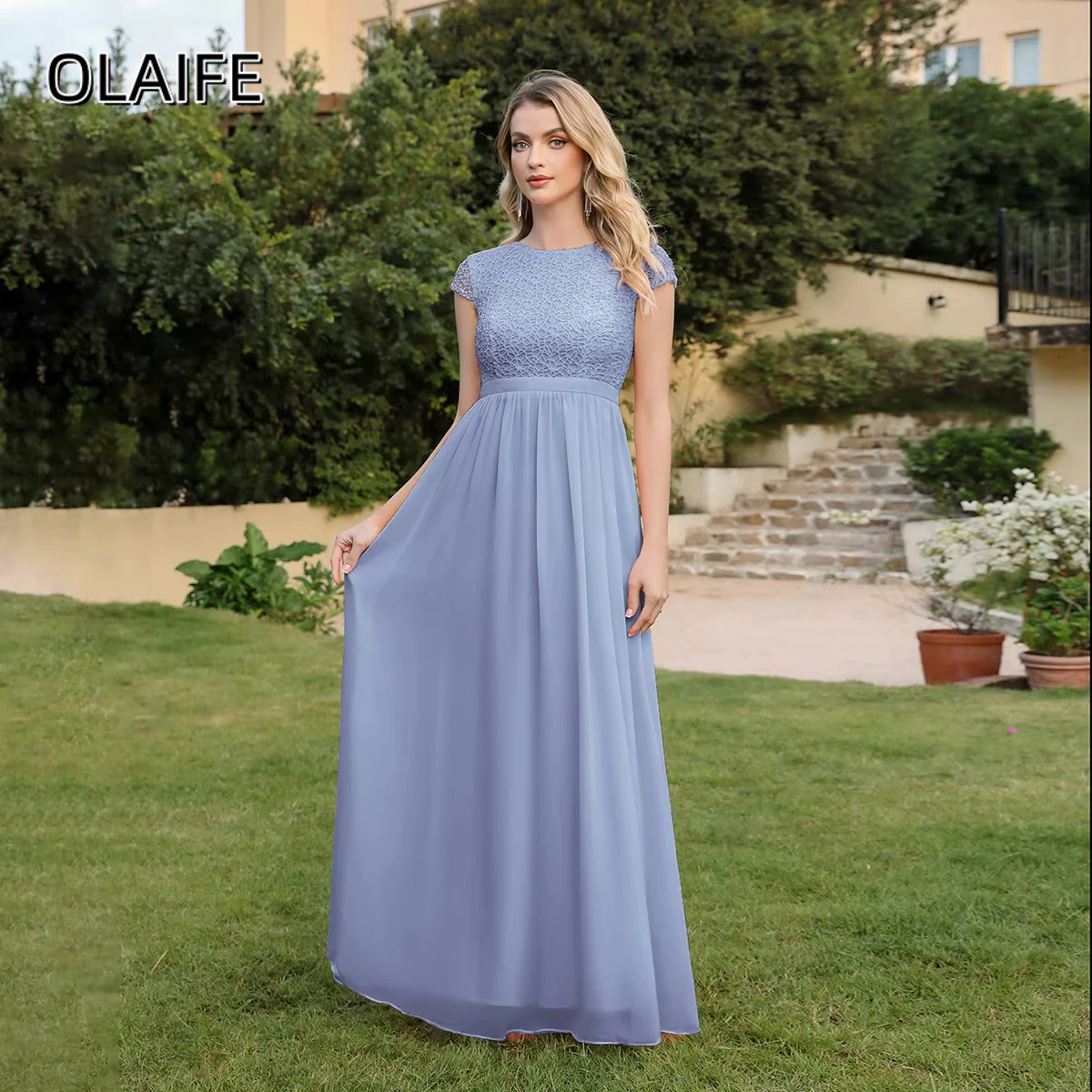 Lace Chiffon A-line Prom Dress Short Sleeve Zipper Long Floor Length Formal Evening Dresses Customized robes de soirée
Lace Chiffon A-line Prom Dress Short Sleeve Zipper Long Floor Length Formal Evening Dresses Customized robes de soirée