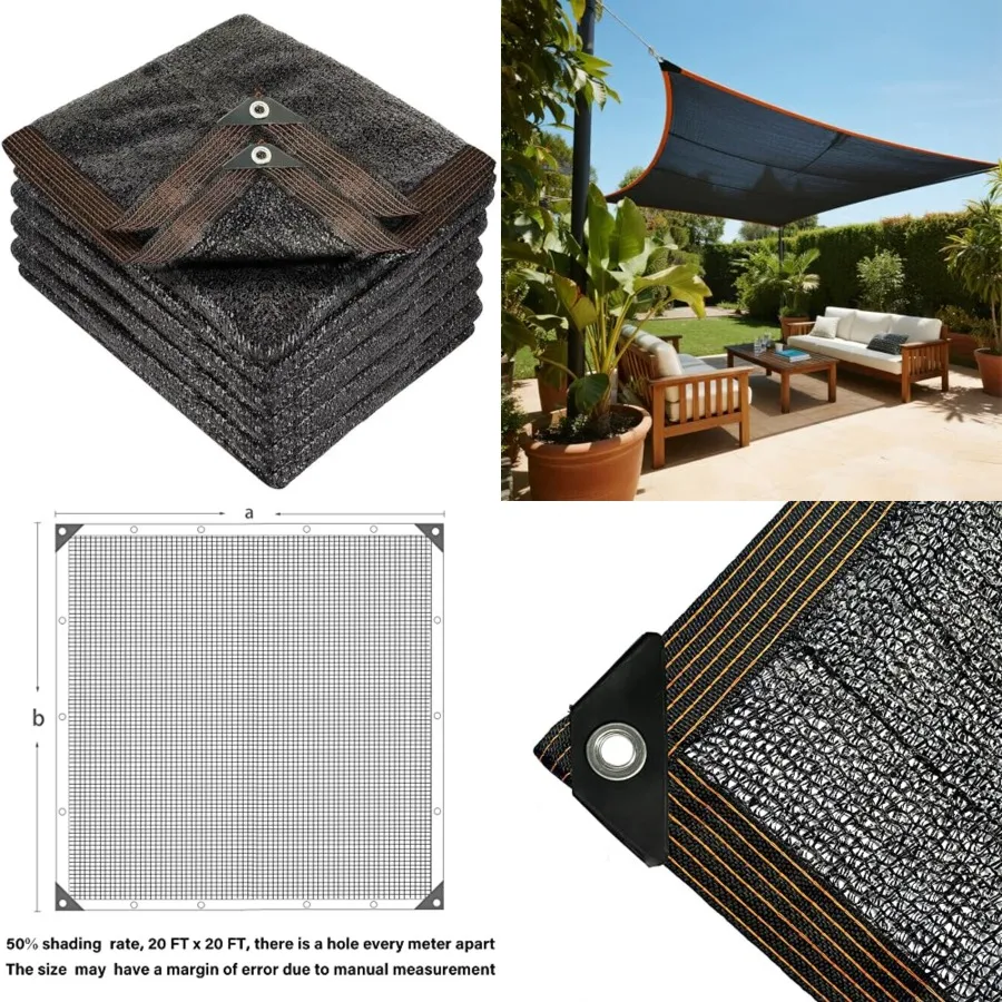 Black Shade Cloth, Durable Mesh Tarp with Grommets, Garden Sunblock Shade Cloth Shading Antifreezing for Plants Cover, Greenhou
Black Shade Cloth, Durable Mesh Tarp with Grommets, Garden Sunblock Shade Cloth Shading Antifreezing for Plants Cover, Greenhou