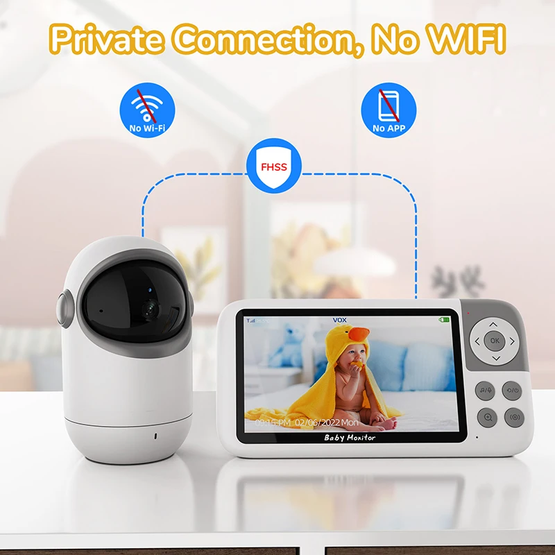 VB806 New Baby Monitor No WIFI Required HD Wireless Baby Monitor Remote Control Rotating Panoramic Camera Two-way Intercom