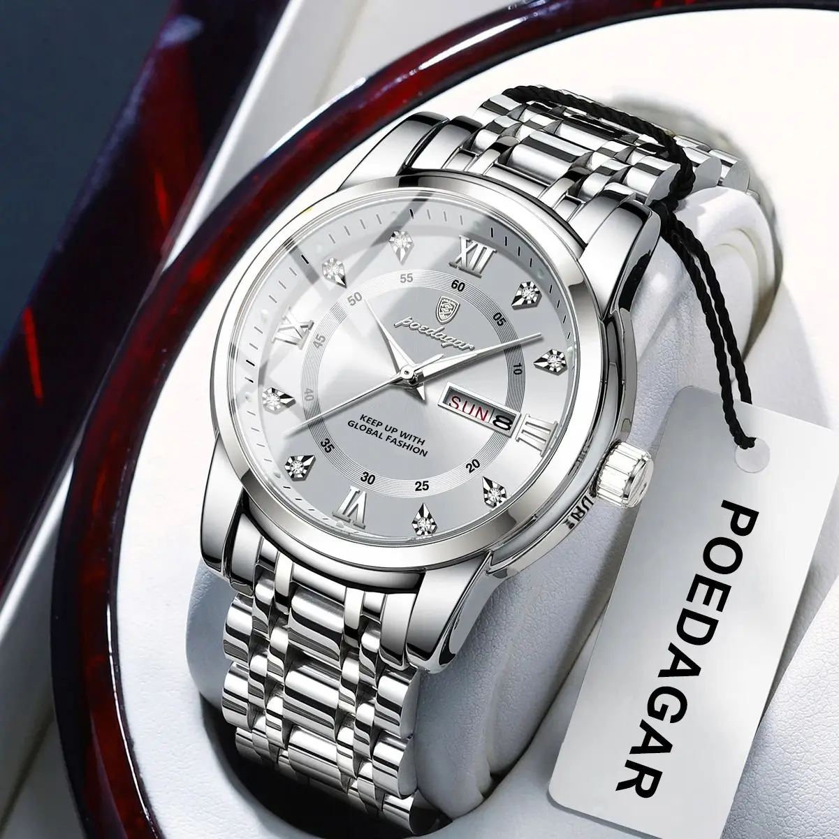 POEDAGAR Роскошные деловые мужские наручные часы с датой недели, водонепроницаемые светящиеся мужские часы из нержавеющей стали, модные кварцевые часы для мужчин 
POEDAGAR Роскошные деловые мужские наручные часы с датой недели, водонепроницаемые светящиеся мужские часы из нержавеющей стали, модные кварцевые часы для мужчин