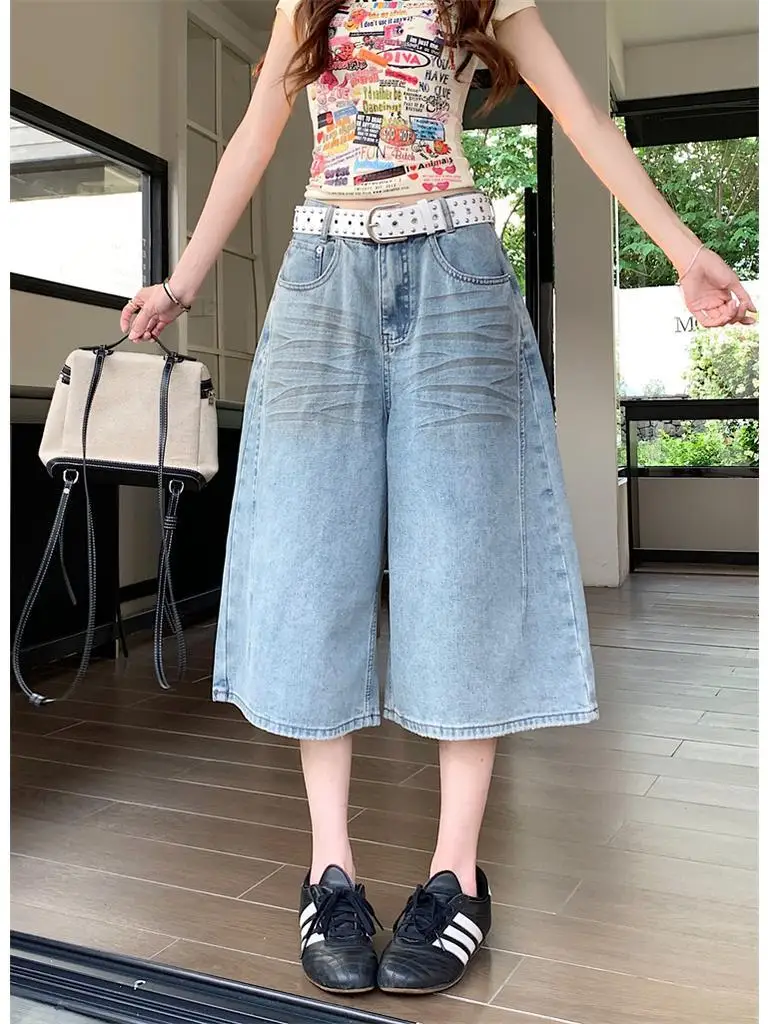 American Retro Washed High Waist Seven-Foot Women's Jeans Summer New Style Slimming Versatile Mid-Length Casual Straight Leg
American Retro Washed High Waist Seven-Foot Women's Jeans Summer New Style Slimming Versatile Mid-Length Casual Straight Leg