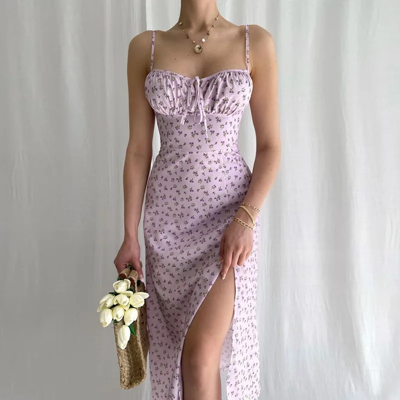 Elegant Suspender Dress Summer Fashion Printed Beach Vacation Sleeveless Backless Slit V-neck Strappy Mid-waist Long Dresses
Elegant Suspender Dress Summer Fashion Printed Beach Vacation Sleeveless Backless Slit V-neck Strappy Mid-waist Long Dresses