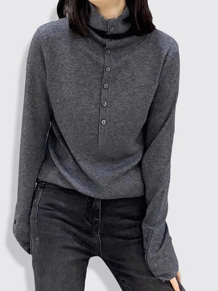 Осенний высокий воротник на пуговицах, удобный однотонный длинный светящийся вязаный шерстяной повседневный простой верхний свитер, трикотаж
Осенний высокий воротник на пуговицах, удобный однотонный длинный светящийся вязаный шерстяной повседневный простой верхний свитер, трикотаж