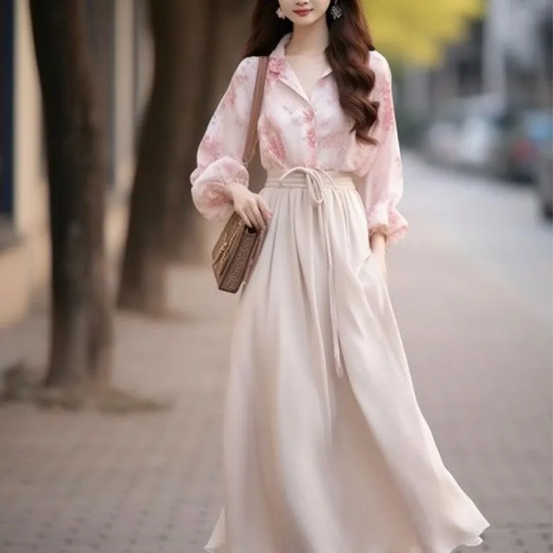 Spring and Autumn Women's Cardigan Shirt Half Skirt Square Neck Long Sleeve Solid Button Print Lace Up Fashion Casual Sets
Spring and Autumn Women's Cardigan Shirt Half Skirt Square Neck Long Sleeve Solid Button Print Lace Up Fashion Casual Sets