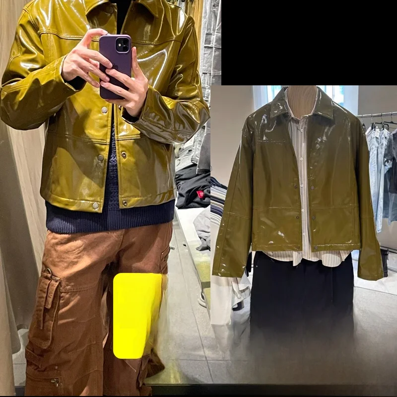 ort Bright Plastic Coated Leather Jaet for Men Autumn Faion Casual Long Sve Loose Fit Youthful Sle Chinese Production
ort Bright Plastic Coated Leather Jaet for Men Autumn Faion Casual Long Sve Loose Fit Youthful Sle Chinese Production