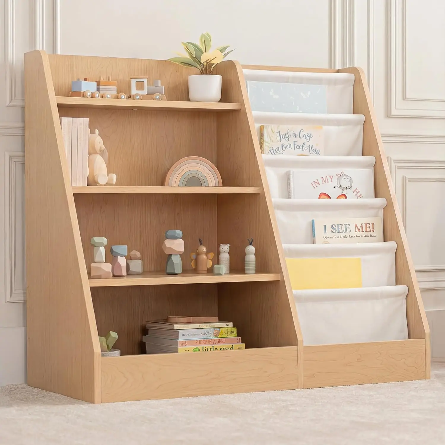 Kids Bookshelf 35.2 x 15.7 x 31.5 Inches - Sturdy MDF Montessori Book Shelf with Soft & Hard Shelves for Toys & Books - Child-Fr
Kids Bookshelf 35.2 x 15.7 x 31.5 Inches - Sturdy MDF Montessori Book Shelf with Soft & Hard Shelves for Toys & Books - Child-Fr