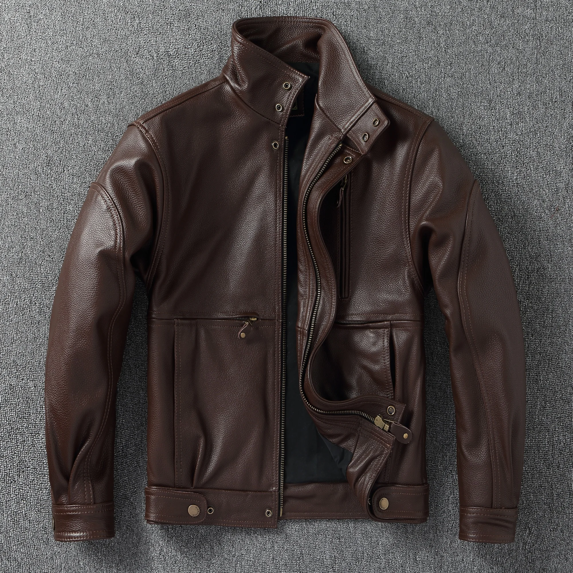 Винтажная коричневая куртка из натуральной кожи из натуральной кожи, повседневное мужское пальто с трансформируемым воротником
Винтажная коричневая куртка из натуральной кожи из натуральной кожи, повседневное мужское пальто с трансформируемым воротником