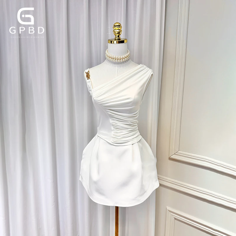 Solid Slim Two Piece Sets for Women Strapless Backless Tunic Tops High Waist A Line Skirts Spliced Folds Set Female Fashion
Solid Slim Two Piece Sets for Women Strapless Backless Tunic Tops High Waist A Line Skirts Spliced Folds Set Female Fashion