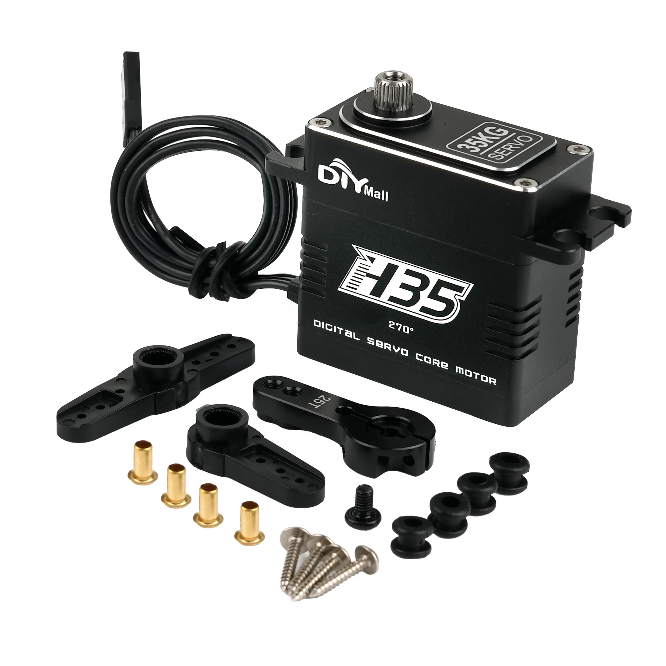 35KG Digital Servo 8.4V HV High Torque Metal Gear Waterproof 180 270 360 Degree 1/8 1/10 RC Car Crawler Robot DIY Accessory
35KG Digital Servo 8.4V HV High Torque Metal Gear Waterproof 180 270 360 Degree 1/8 1/10 RC Car Crawler Robot DIY Accessory