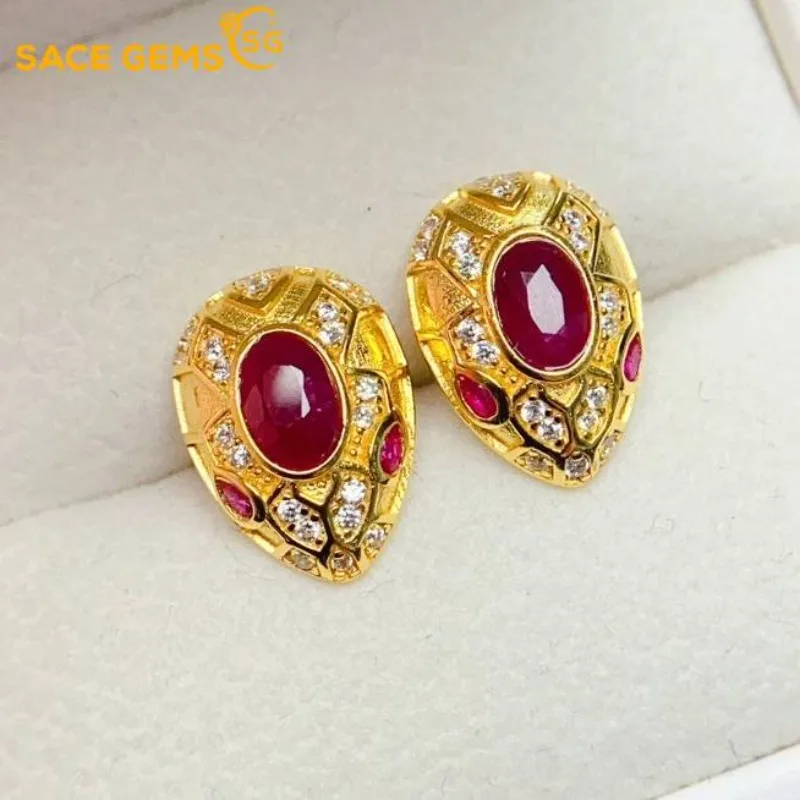 SACE GEMS Fashion Jewelry Earrings for Women 925 Sterling Silver 4*6MM Natural Ruby Stud Earrings Wedding Party Fine Jewelry
SACE GEMS Fashion Jewelry Earrings for Women 925 Sterling Silver 4*6MM Natural Ruby Stud Earrings Wedding Party Fine Jewelry