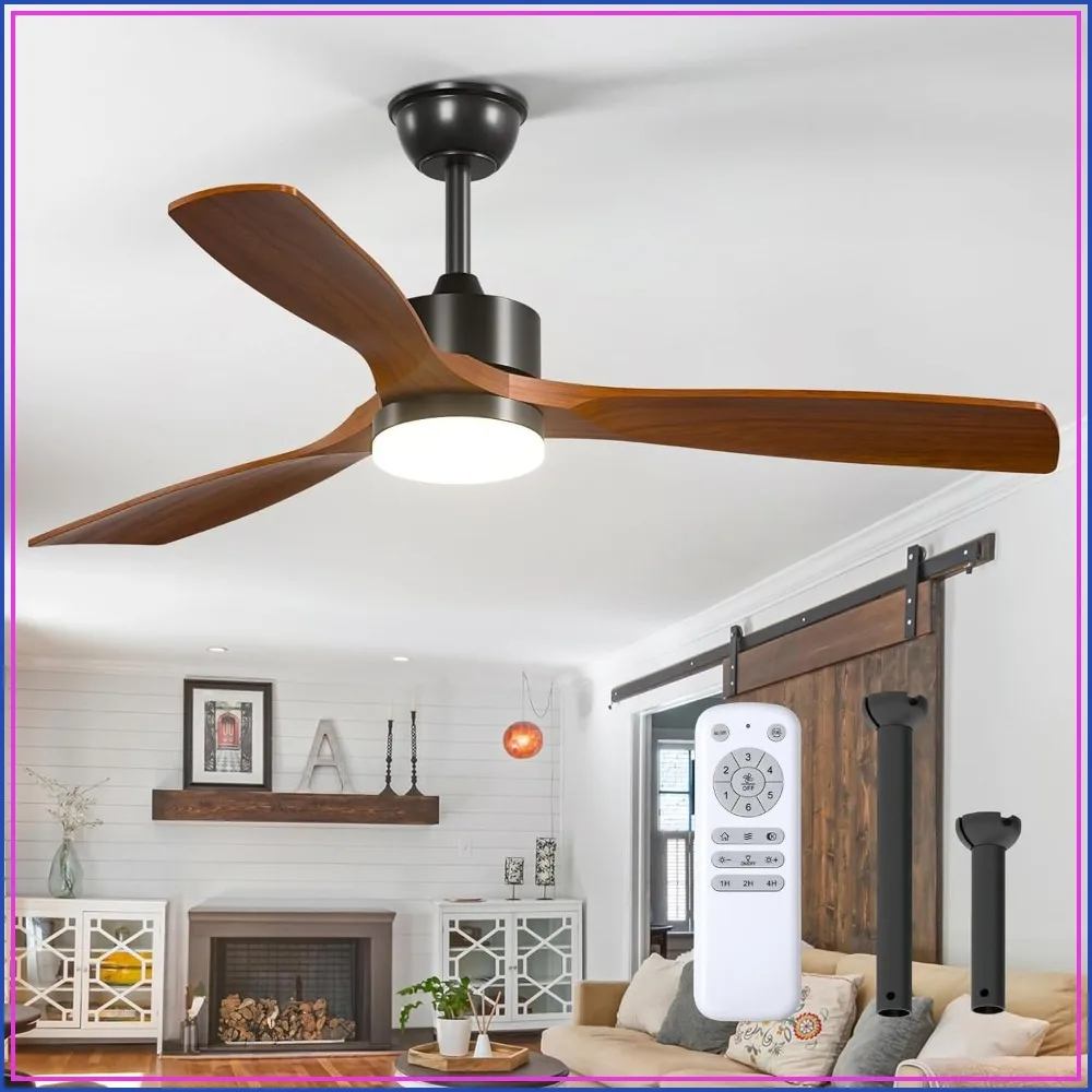 52 inch Ceiling Fan with Lights and Remote, Reversible 3 Wood Blades, 6 Speeds, 3CCT Dimmable, Noiseless, Indoor/Outdoor Black Walnut for Bedroom Living Room Gazebo Patio
52 inch Ceiling Fan with Lights and Remote, Reversible 3 Wood Blades, 6 Speeds, 3CCT Dimmable, Noiseless, Indoor/Outdoor Black Walnut for Bedroom Living Room Gazebo Patio