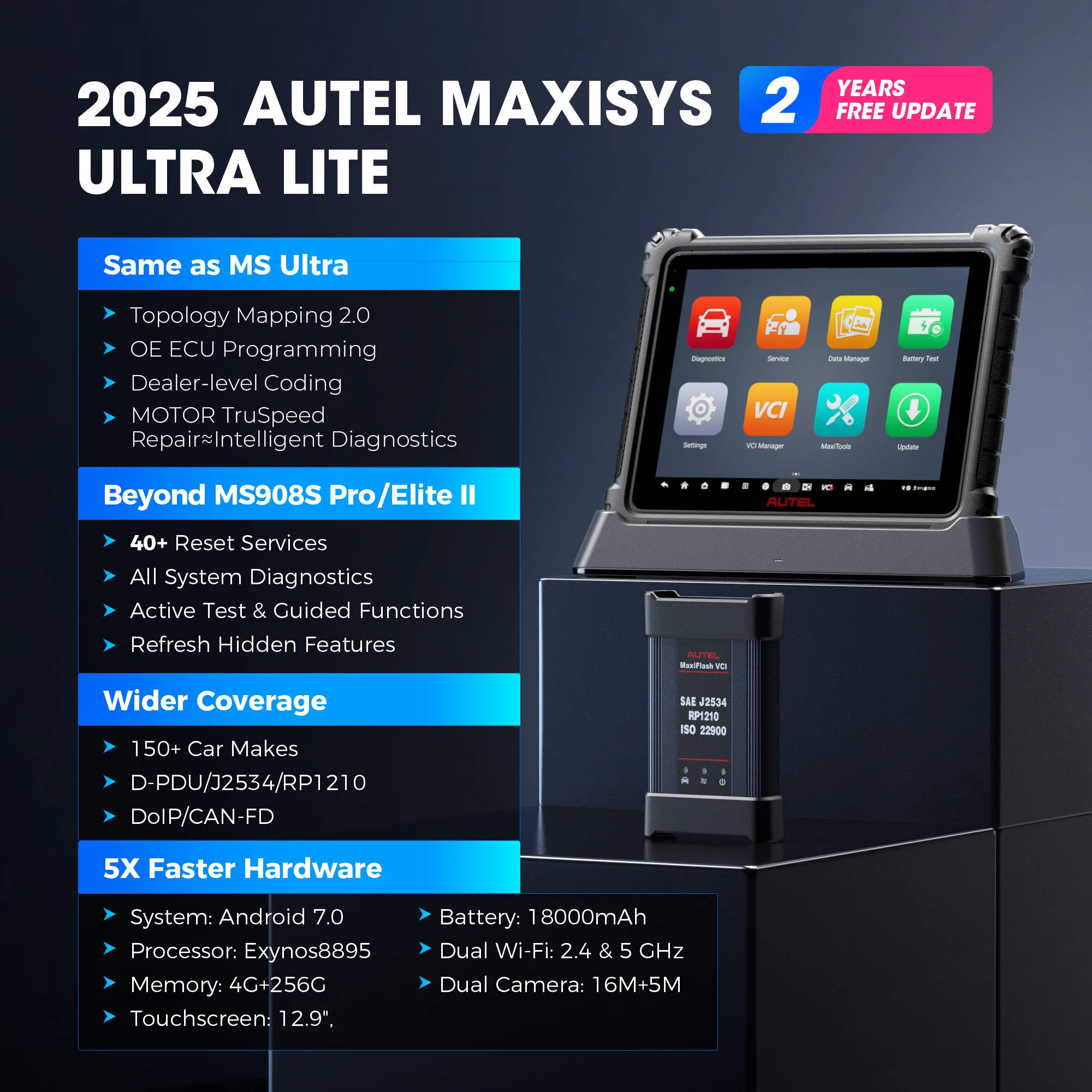 Autel MaxiCOM Ultra Lite Automotive Diagnostic Scanner VCMI ECU Programming Coding Tools PK Ultra MS909
Autel MaxiCOM Ultra Lite Automotive Diagnostic Scanner VCMI ECU Programming Coding Tools PK Ultra MS909