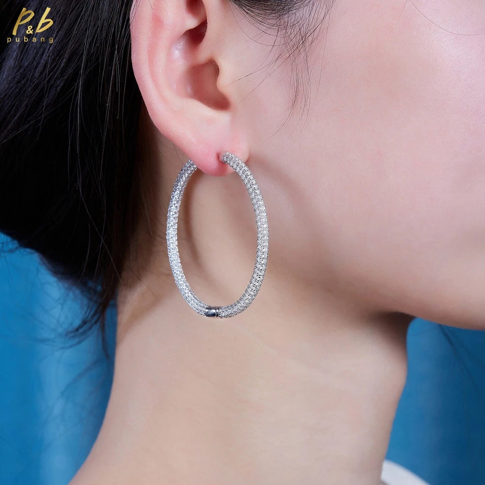 PuBang Fine Jewelry 925 Sterling Silver 3EX VVS1 D Color Real Moissanite Full Diamond Hoop Earrings for Women Anniversary Gifts
PuBang Fine Jewelry 925 Sterling Silver 3EX VVS1 D Color Real Moissanite Full Diamond Hoop Earrings for Women Anniversary Gifts