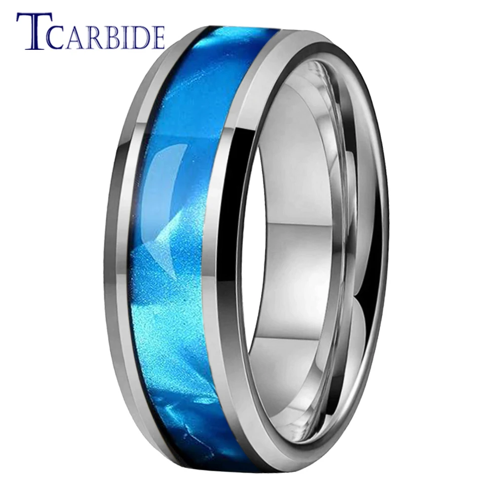 Dropshipping 8mm Tungsten Carbide Wedding Band for Men Women Blue Olive Shell Texture Pattern Inlay Beveled Polished Comfort Fit
Dropshipping 8mm Tungsten Carbide Wedding Band for Men Women Blue Olive Shell Texture Pattern Inlay Beveled Polished Comfort Fit