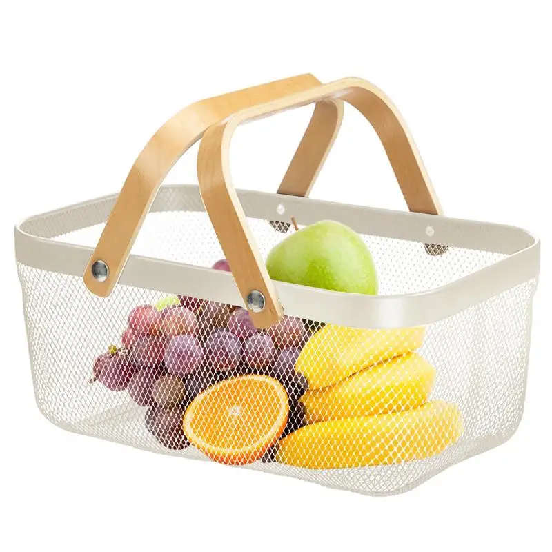Metal Mesh Steel Basket Mesh Wire Food Storage Organizer With Wooden Handle 40x25x17cm Rectangle Wire Storage Basket For Kitchen
Metal Mesh Steel Basket Mesh Wire Food Storage Organizer With Wooden Handle 40x25x17cm Rectangle Wire Storage Basket For Kitchen