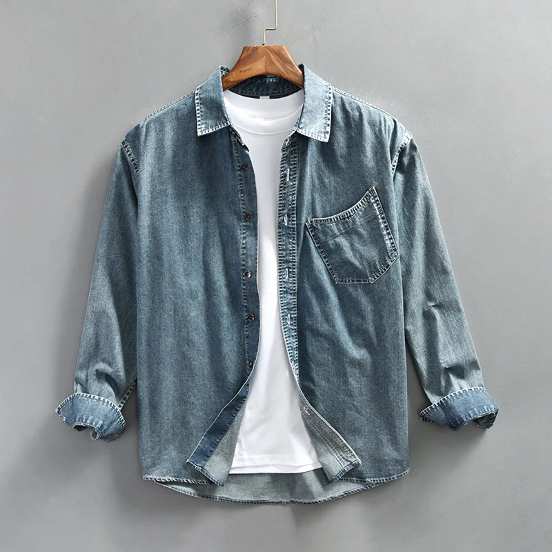 American Vintage Long Sleeve Denim Shirt Men Spring Fall Casual Jean Shirts Lapel Cargo Shirt Loose Cowboy Tops Streetwear Men
American Vintage Long Sleeve Denim Shirt Men Spring Fall Casual Jean Shirts Lapel Cargo Shirt Loose Cowboy Tops Streetwear Men
