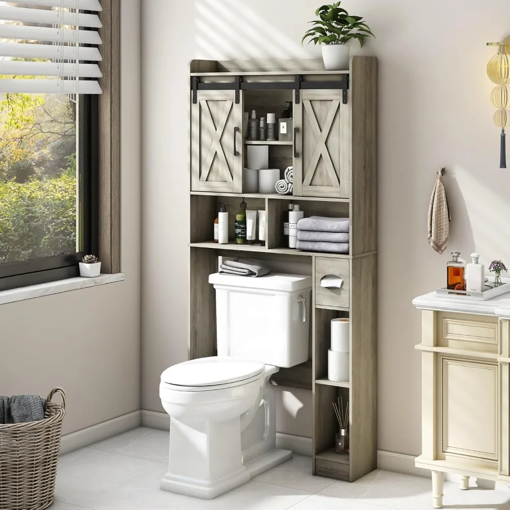 Over The Toilet Storage Cabinet, Farmhouse Storage Cabinet Over Toilet with Sliding Door& Toilet Paper Holder Stand,Home Space-S
Over The Toilet Storage Cabinet, Farmhouse Storage Cabinet Over Toilet with Sliding Door& Toilet Paper Holder Stand,Home Space-S