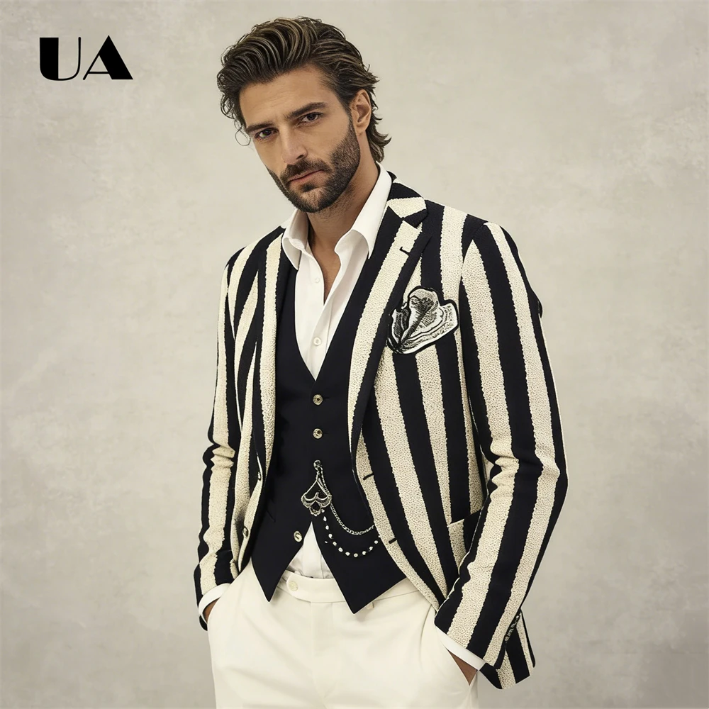 Fashinable Striped Suit Jacket for Men Casual Work Commuting Suit Blazer Party Prom Business Suit Jackets
Fashinable Striped Suit Jacket for Men Casual Work Commuting Suit Blazer Party Prom Business Suit Jackets