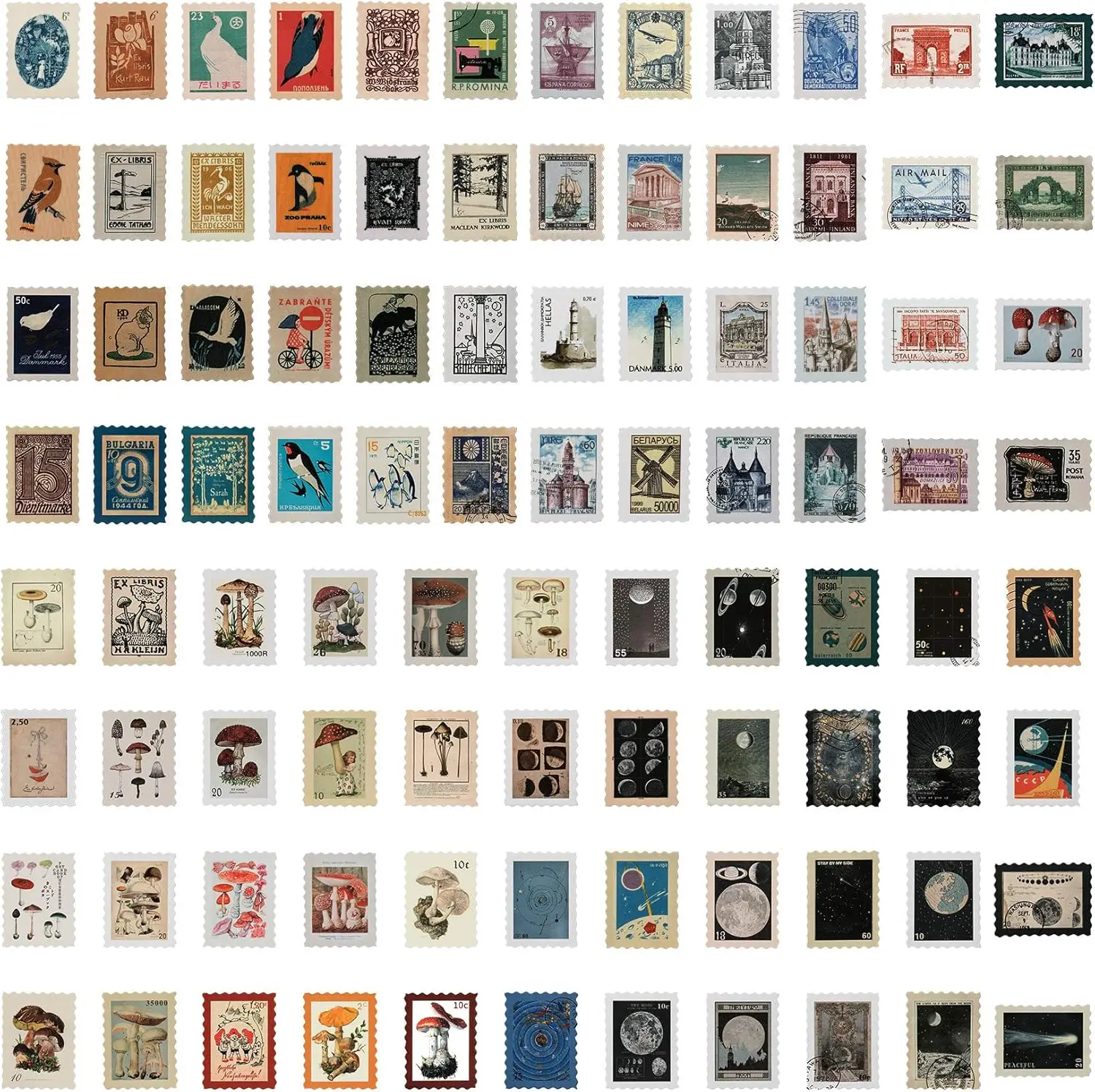 184 Pcs Vintage Fake Postage Stamp Stickers Set - Animals, Plants, Assorted Designs for Journaling, Scrapbooking, DIY Art
184 Pcs Vintage Fake Postage Stamp Stickers Set - Animals, Plants, Assorted Designs for Journaling, Scrapbooking, DIY Art
