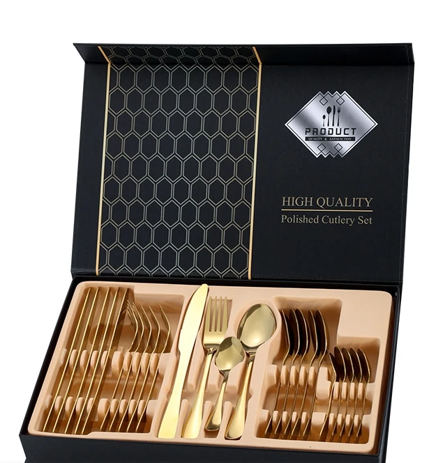 24 Pieces Of Golden Cutlery Set, Suitable For Families, Weddings, And Restaurants
24 Pieces Of Golden Cutlery Set, Suitable For Families, Weddings, And Restaurants