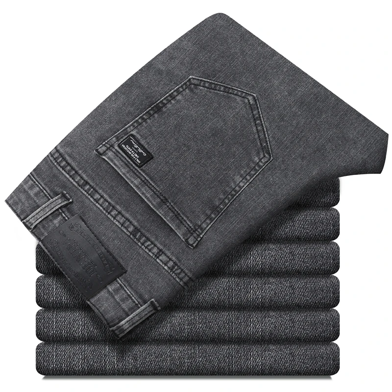Spring New Men's Elastic Jeans Casual Straight Gray Black Comfortable All Match Denim Pants Fashion Korean Business Trousers
Spring New Men's Elastic Jeans Casual Straight Gray Black Comfortable All Match Denim Pants Fashion Korean Business Trousers