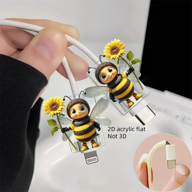 2pcs Bee Hugs Sunflower 2D Acrylic Data Cable Protective Cover Phone Data Cable Protector for iPhone / Type-C Charging Interface
2pcs Bee Hugs Sunflower 2D Acrylic Data Cable Protective Cover Phone Data Cable Protector for iPhone / Type-C Charging Interface