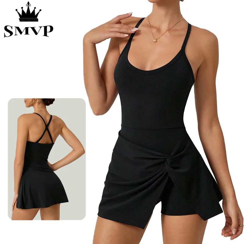 Smvp European and American tight-fitting sexy yoga kink one-piece skirt, top with chest pad, built-in leggings, women's clothing
Smvp European and American tight-fitting sexy yoga kink one-piece skirt, top with chest pad, built-in leggings, women's clothing