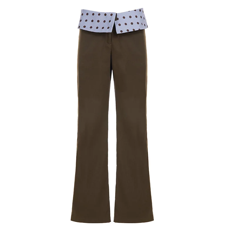 Women's Polka Dot Fold-over Waist Wide Leg Pants, Low Rise Flared Trousers Y2K Retro Pants for Woman Streetwear
Women's Polka Dot Fold-over Waist Wide Leg Pants, Low Rise Flared Trousers Y2K Retro Pants for Woman Streetwear