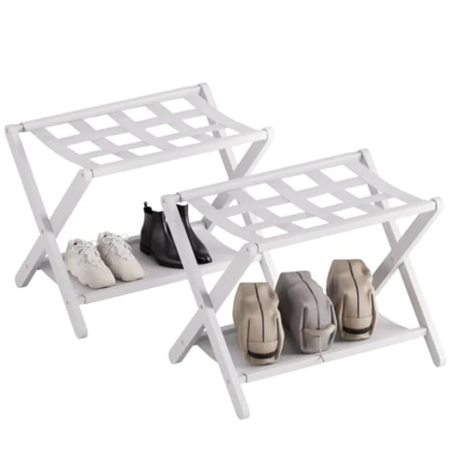 Luggage Rack Set of 2 Folding Suitcase Stand with Storage Shelf Bamboo Luggage Holder with 5 Nylon Straps for Guest Room Bedroo
Luggage Rack Set of 2 Folding Suitcase Stand with Storage Shelf Bamboo Luggage Holder with 5 Nylon Straps for Guest Room Bedroo