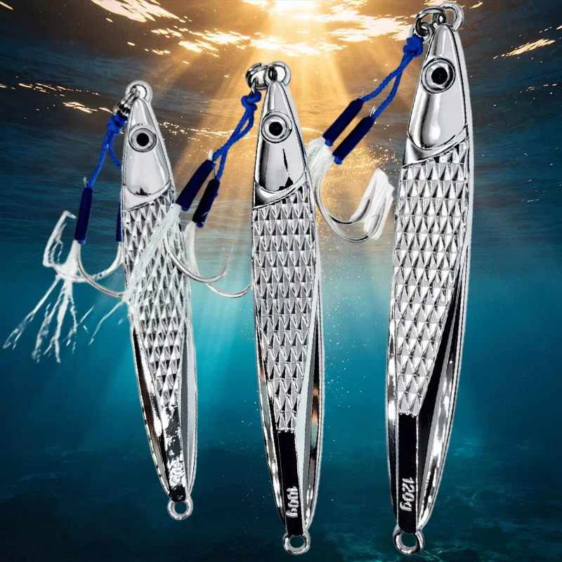 Available in Silver with Weights of 80G, 100G, 120G, 1pc of Sinking Metal Jig for Fishing, Suitable for Trolling, Jigging Lures
Available in Silver with Weights of 80G, 100G, 120G, 1pc of Sinking Metal Jig for Fishing, Suitable for Trolling, Jigging Lures