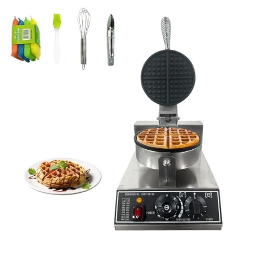 Commercial 1200W Round Waffle Maker 110V Non-Stick Stainless Steel Waffle Iron with Adjustable 122-572 Temperature and Timer Co
Commercial 1200W Round Waffle Maker 110V Non-Stick Stainless Steel Waffle Iron with Adjustable 122-572 Temperature and Timer Co