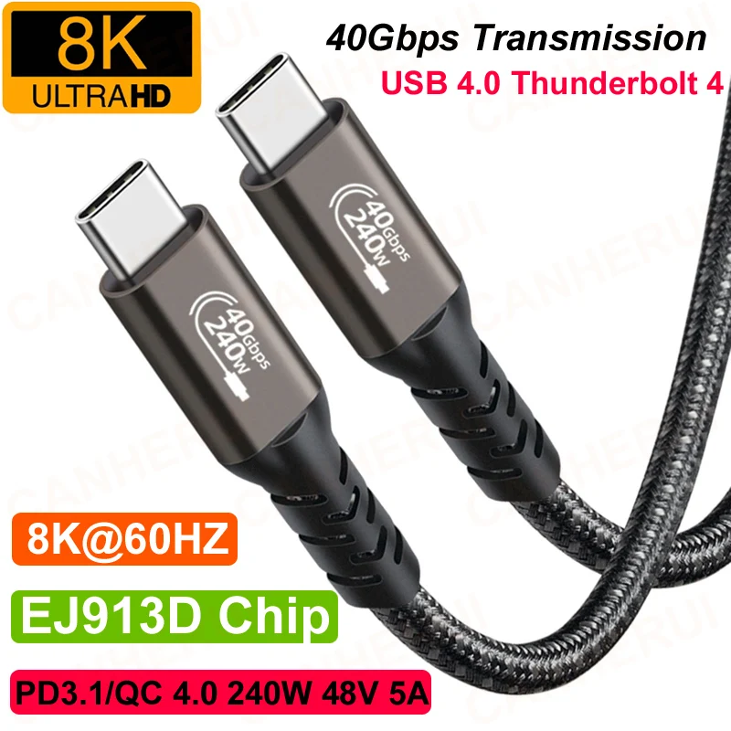 1.5M USB 4.0 Type C 40Gbps K@60Hz 4K/1080P PD 3.1/QC 4.0 240W 48V 5A Fast Charging Data Cable FO Laptop Phone TV Thunderbolt 3/4
1.5M USB 4.0 Type C 40Gbps K@60Hz 4K/1080P PD 3.1/QC 4.0 240W 48V 5A Fast Charging Data Cable FO Laptop Phone TV Thunderbolt 3/4